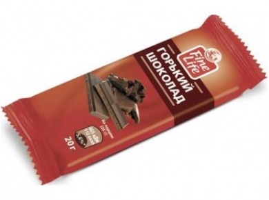 Шоколад горький FINE LIFE 72% какао, 20г, 1 штука