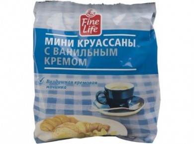 Круассаны FINE LIFE мини с ванильным кремом, 200 г, 1 штука