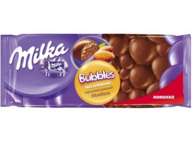 Шоколад MILKA молочный пористый с миндалем, 83г, 5 штук