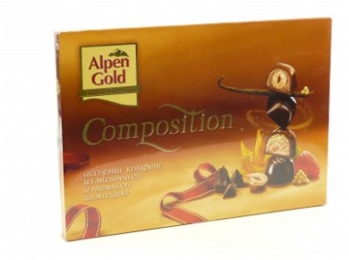 Ассорти конфет ALPEN GOLD Composition темный и молочный шоколад, 214 г, 1 штука