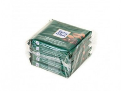 Шоколад RITTER SPORT молочный с миндалем, 100г, 5 штук