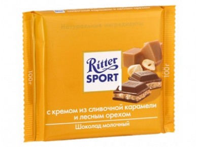 Шоколад RITTER SPORT молочный с отборной клубникой в нежном йогурте, 100г, 5 штук