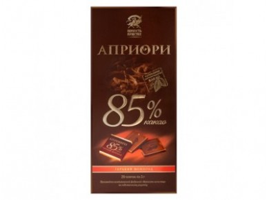 Шоколад АПРИОРИ Горький 85% Какао, 100г, 2 штуки