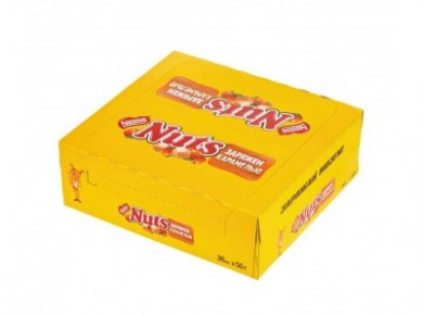 Шоколад NUTS с орехами, 50г, 36 штук