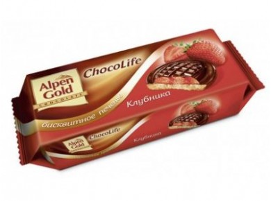 Печенье бисквитное ALPEN GOLD Клубника, 136г, 1 упаковка