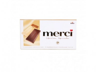 Шоколад MERCI кофе и сливки, 100г, 1 упаковка