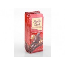 Шоколад ALPEN GOLD молочный с печеньем и изюмом, 100 г, 5 штук