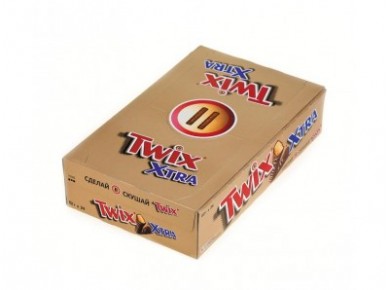 Шоколадный батончик TWIX шоколадный, 82г, 24 штуки
