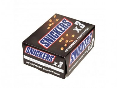 Шоколадный батончик SNICKERS мультипак, 3х47,5г, 16 штук