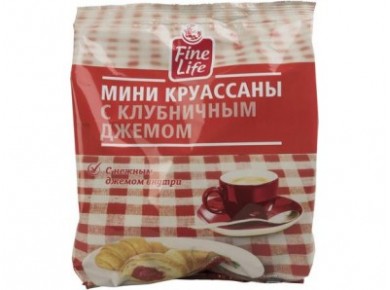 Круассаны FINE LIFE мини с клубничным джемом, 200 г, 1 штука