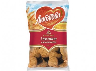 Печенье ЛЮБЯТОВО овсяное, 400г, 1 штука