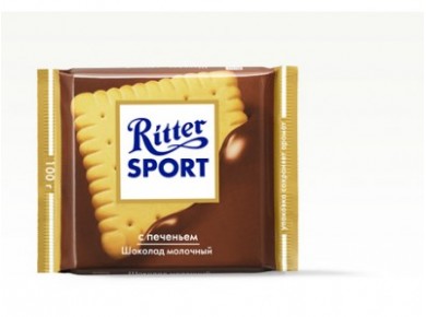 Шоколад RITTER SPORT молочный со сливочным печеньем в нежном какао-креме, 100г, 5 штук