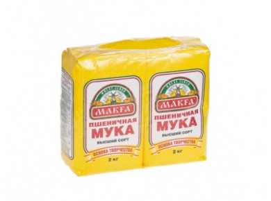 Мука MAKFA Пшеничная Высший Сорт, 2 кг, 2 штуки