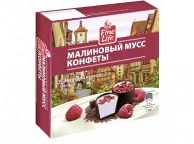 Шоколадные конфеты FINE LIFE малиновый мусс, 116 г, 1 штука