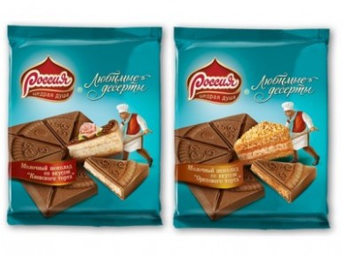 Шоколад РОССИЯ молочный Киевский торт, 90г, 4 штуки