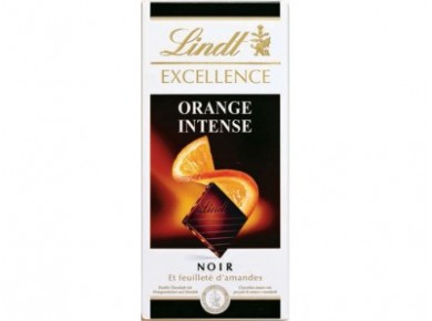 Шоколад LINDT Еxcellence Горький с кусочками  апельсина и миндаля, 100г, 1 штука