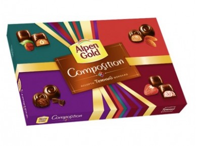 Ассорти конфет ALPEN GOLD из темного шоколада, 194 г, 1 штука