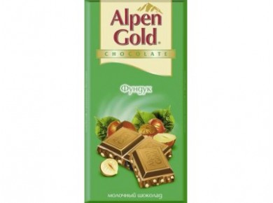 Шоколад молочный ALPEN GOLD с фундуком, 100г, 5 штук