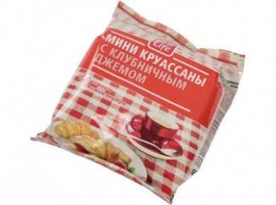Круассаны FINE LIFE мини с клубничным джемом, 65 г, 1 штука