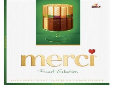 Шоколадные Конфеты MERCI с миндалем, 250г, 1 упаковка