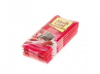 Шоколад ALPEN GOLD молочный с начинкой клубника с йогуртом, 90г, 5 штук