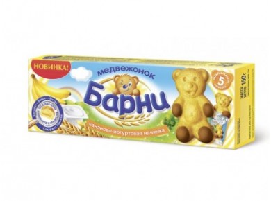 Бисквиты БАРНИ с банановой начинкой, 150г, 1 штука