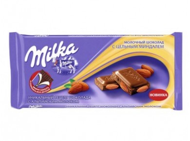 Шоколад MILKA с Цельным миндалем, 100г, 1 штука