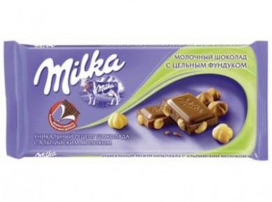 Шоколад MILKA молочный лесной орех, 100г, 20 штук