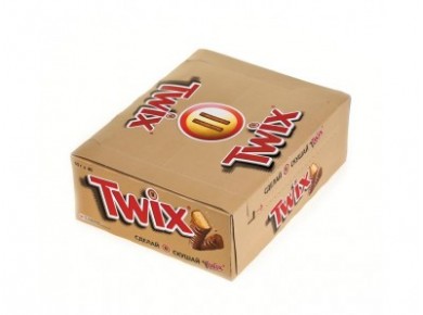 Шоколадный батончик TWIX шоколадный, 55г, 40 штук