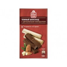 Шоколад FINE LIFE темный с дробленым миндалем,100г, 3 штуки