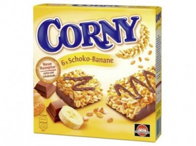 Шоколадный батончик мюсли CORNY банан-молочный шоколад, 6x25г, 1 штука