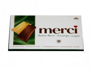 Шоколад MERCI с орехом, 100г, 1 упаковка