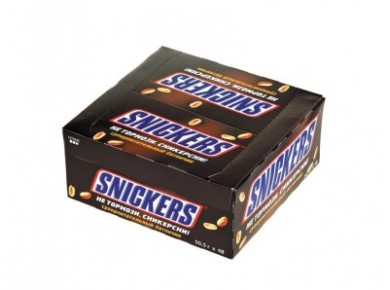 Шоколад SNICKERS с арахисом, 50,5г, 48 штук
