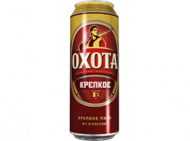 Пиво ОХОТА крепкое ж/б, 0,5л