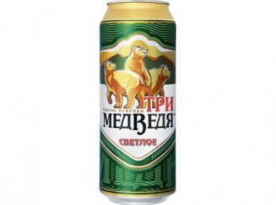 Пиво ТРИ МЕДВЕДЯ светлое, 0,5л