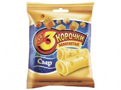 Сухари ТРИ КОРОЧКИ со вкусом сыра, 40г, 5 штук