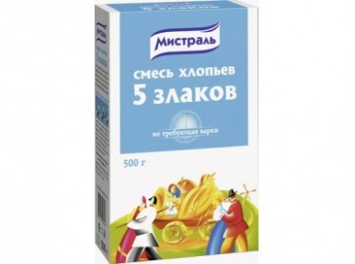 Хлопья МИСТРАЛЬ 5 злаков, 500г, 1 штука