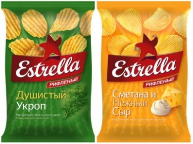 Чипсы ESTRELLA Нежный сыр и Сметана, 85г, 24 пакета