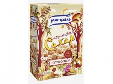 Сахар коричневый кусковой МИСТРАЛЬ, 500г, 1 штука