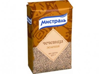 Чечевица МИСТРАЛЬ зелёная крупная, 450г, 1 штука