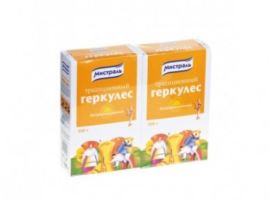 Хлопья МИСТРАЛЬ геркулес, 500г, 2 штуки