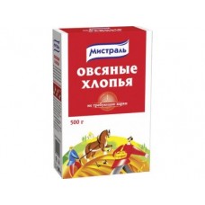 Хлопья МИСТРАЛЬ овсяные, 500г, 2 штуки