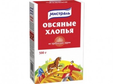 Хлопья МИСТРАЛЬ овсяные, 500г, 2 штуки