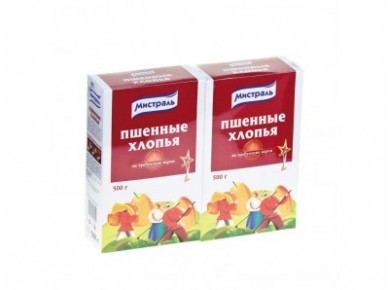 Хлопья МИСТРАЛЬ пшенные, 500г, 2 штуки