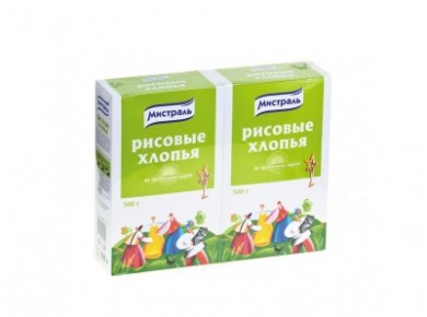 Хлопья МИСТРАЛЬ рисовые, 500г, 2 штуки