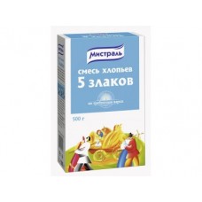 Хлопья МИСТРАЛЬ 5 злаков, 500г, 2 штуки