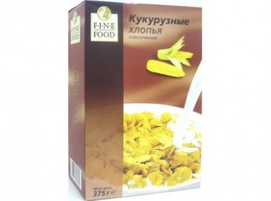 Хлопья кукурузные FINE FOOD Классические, 375г, 1 штука