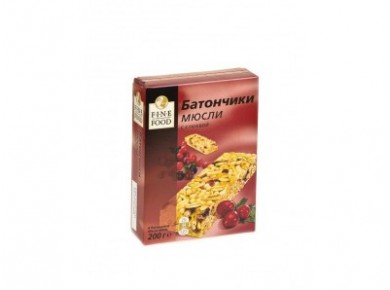 Шоколадный батончик мюсли FINE FOOD Клюква , 25гX8 шт, 1 штука