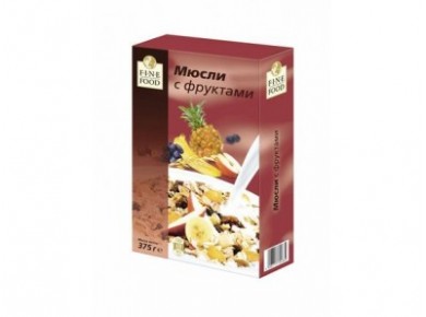 Мюсли фруктовые FINE FOOD, 375г, 1 штука