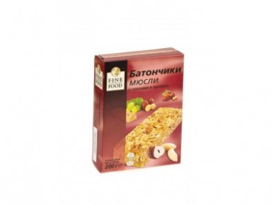 Шоколадный батончик мюсли FINE FOOD Орех, 25гX8шт, 1 штука